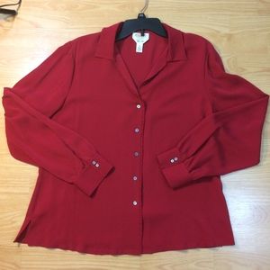 TALBOTS cranberry red silk blouse